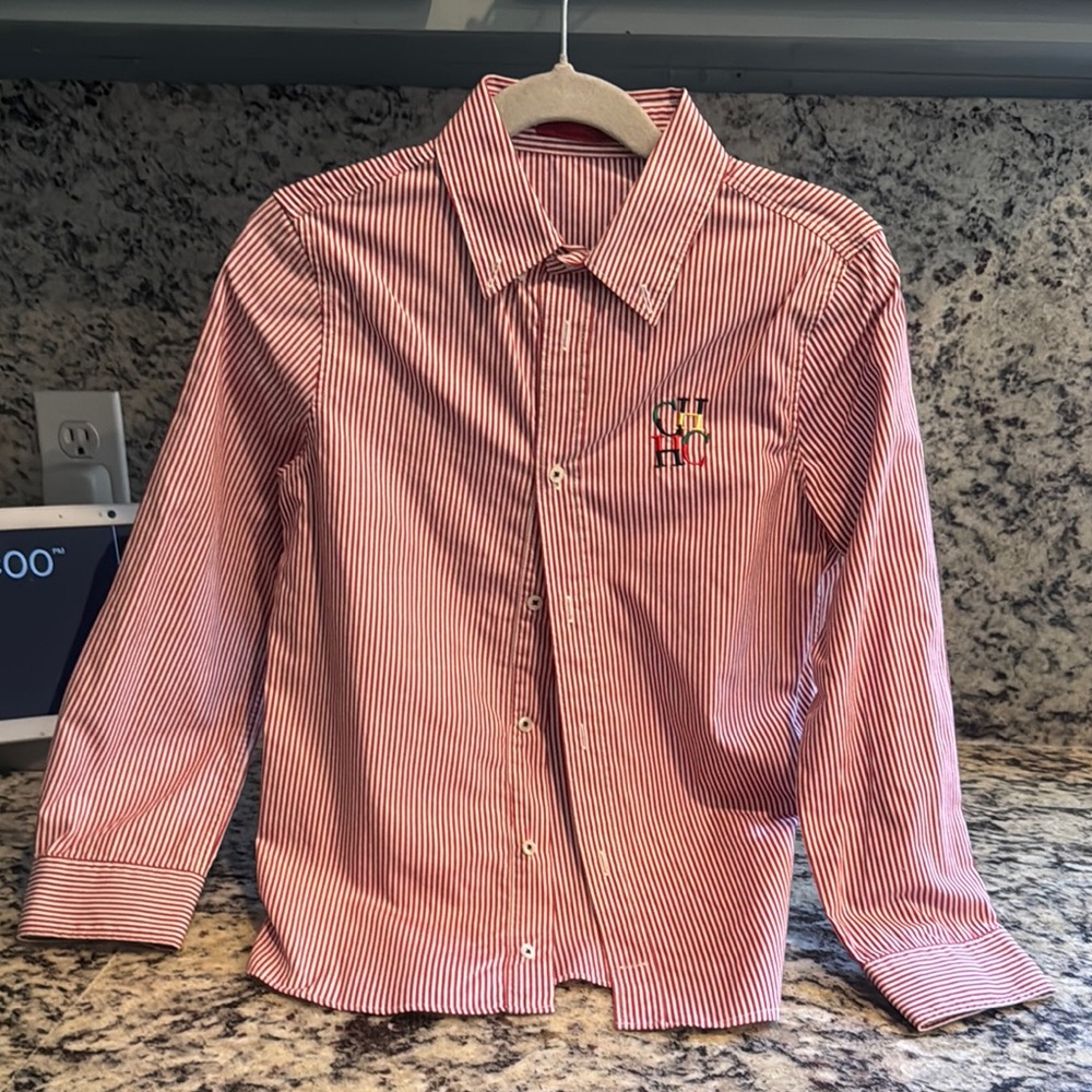 Carolina Herrera Red and White Button Down Shirt